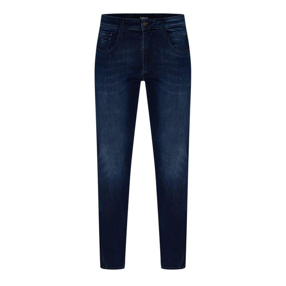 Replay Mens Anbass Cotton Blend Slim Jeans / Dark Blue